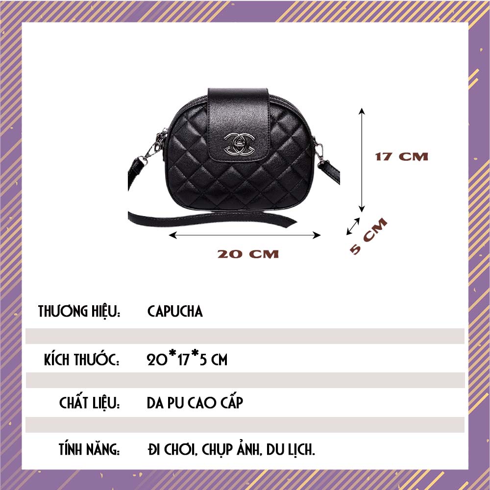 Túi xách nữ đeo vai đeo chéo trần chỉ trám khóa chữ X tuyệt đẹp Capucha T118