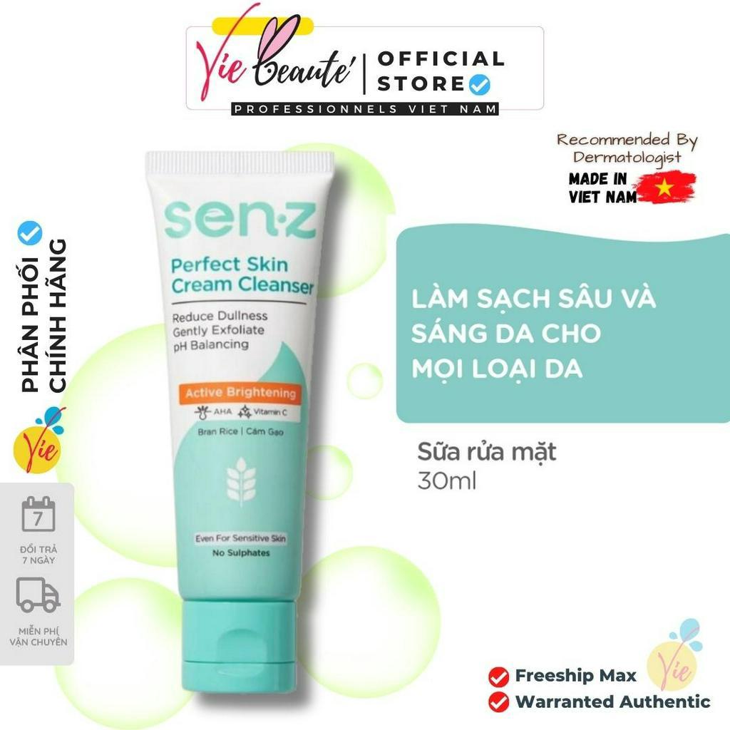 Sữa Rửa Mặt Chiết Xuất Cám Gạo Dưỡng Sáng Da Senz Perfect Skin Cream Cleanser 150ml