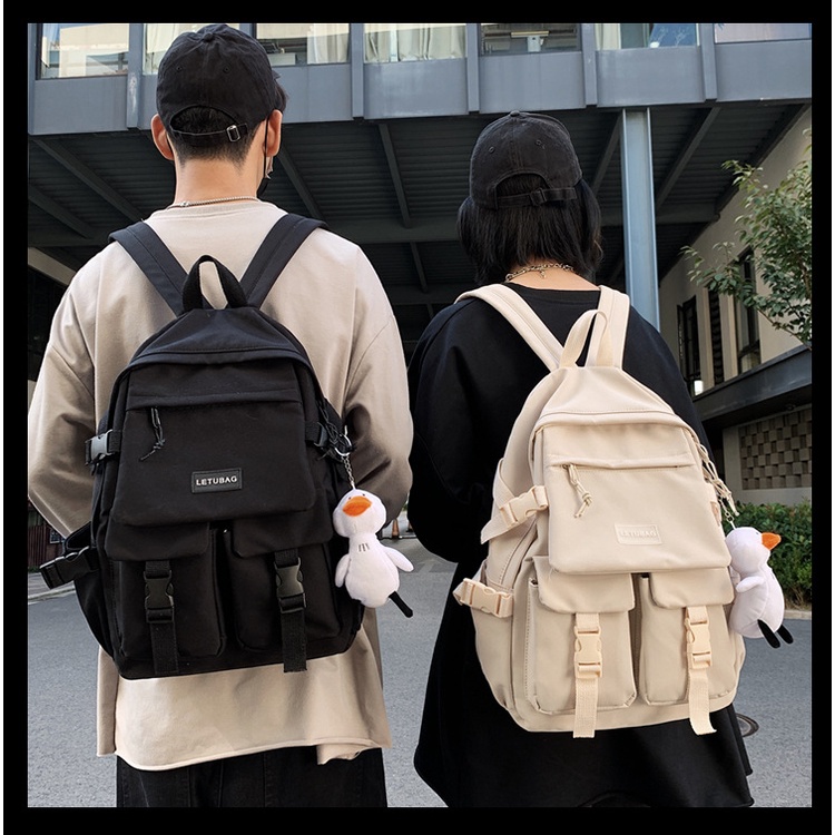 Balo đi học ulzzang hàn quốc , cặp sách unisex 2 túi 2 nịt letu B112.