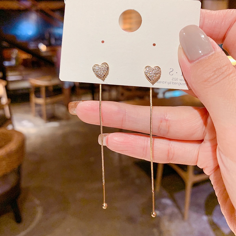 Khuyên Tai Dáng Dài Đính Đá Hình Mặt Trăng Ngôi Sao Thời Trang Hàn Quốc