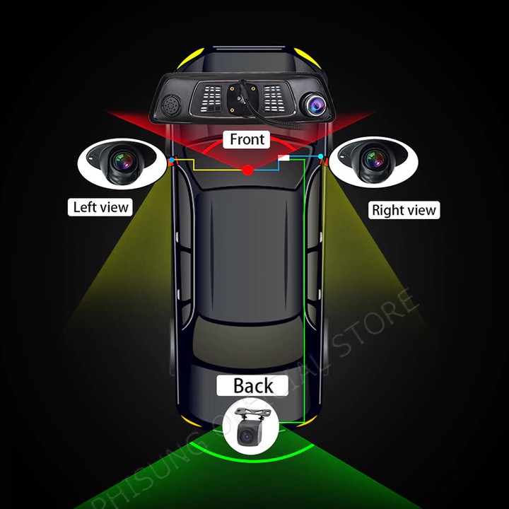 Bộ Camera hành trình 360 độ cao cấp Whexune V9 Plus tích hợp 4 camera, Android Wifi GPS - Bảo hành chính hãng 12 tháng | BigBuy360 - bigbuy360.vn