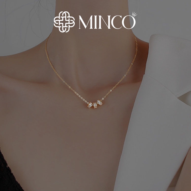 Dây chuyền nữ Minco Accessories ba vòng đính đá thời trang xinh xắn phong cách Hàn Quốc DT62