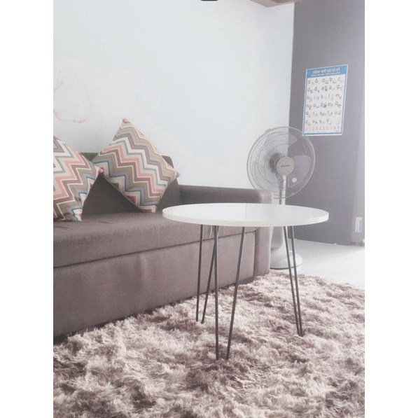 Bàn Tròn Phi 60 - Chân Hairpin phi 10 Cao 42cm - 72cm