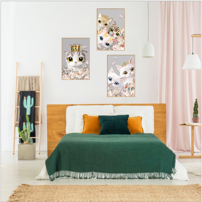 Decal dán tường trang trí - BỘ TRANH MÈO CON ĐÁNG YÊU CHO BÉ