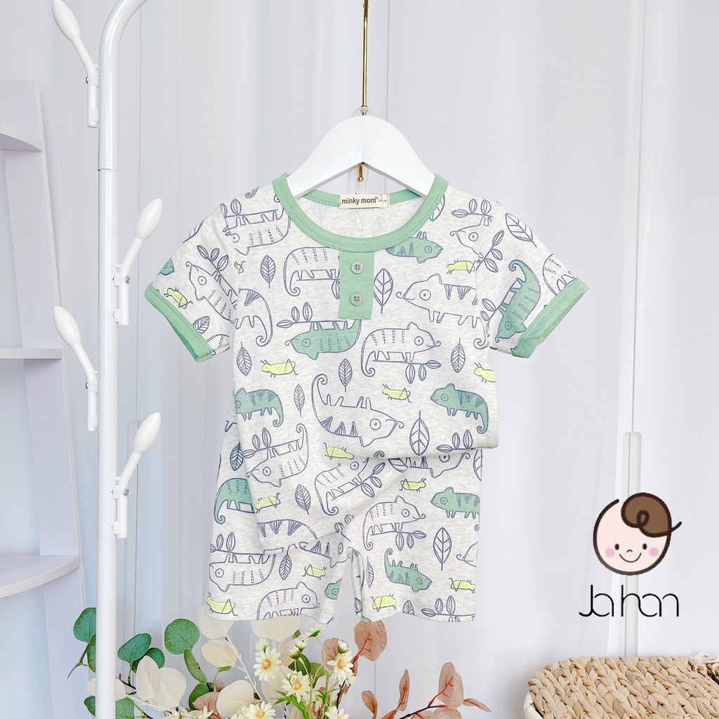 [MÀU NGẪU NHIÊN] Combo 4Bộ Cộc Tay Cho Bé Trai, Bé Gái Minky Mom Vải Cotton Borip Động Vật, Đồ Bộ Cho Bé Mặc Nhà MKM2212
