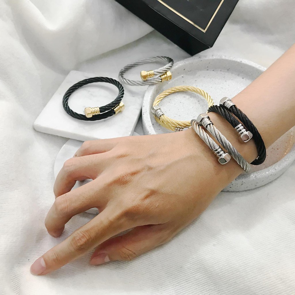 NEW NEW - Vòng Tay Thiết Kế Dạng Xoắn Titan Thời Trang cool ngầu