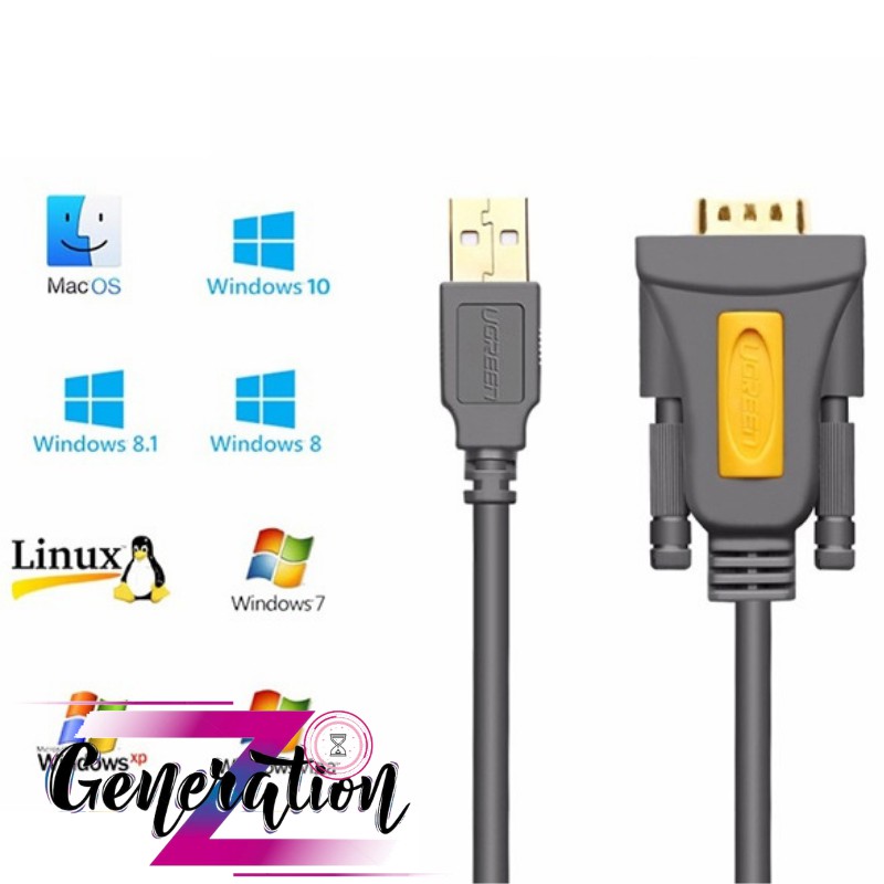 Cáp chuyển USB 2.0 ra RS232 cổng âm dài 1.5M Ugreen 20201 Chipset PL2303