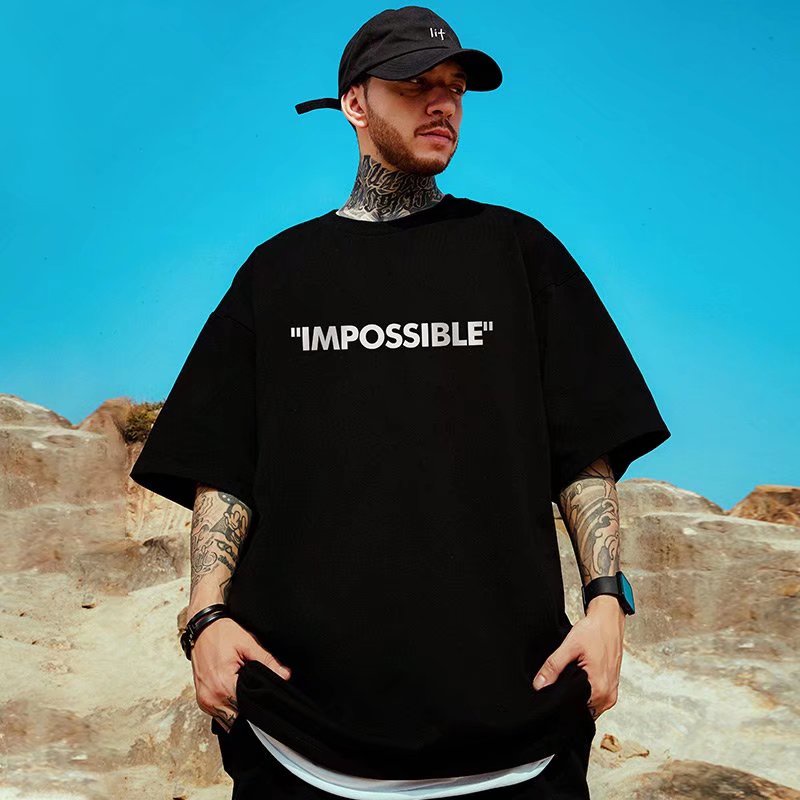 Áo Thun Tay Ngắn Cổ Tròn Dáng Rộng In Chữ Thời Trang Mùa Hè Cho Nam Size M-8XL