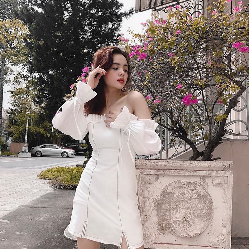 Đầm nữ dáng ôm tay dài trễ vai Emilyshop