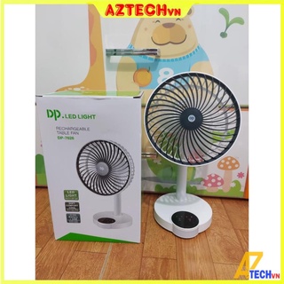 Quạt sạc tích điện dp 7626 kèm đèn led siêu mát - cảm ứng