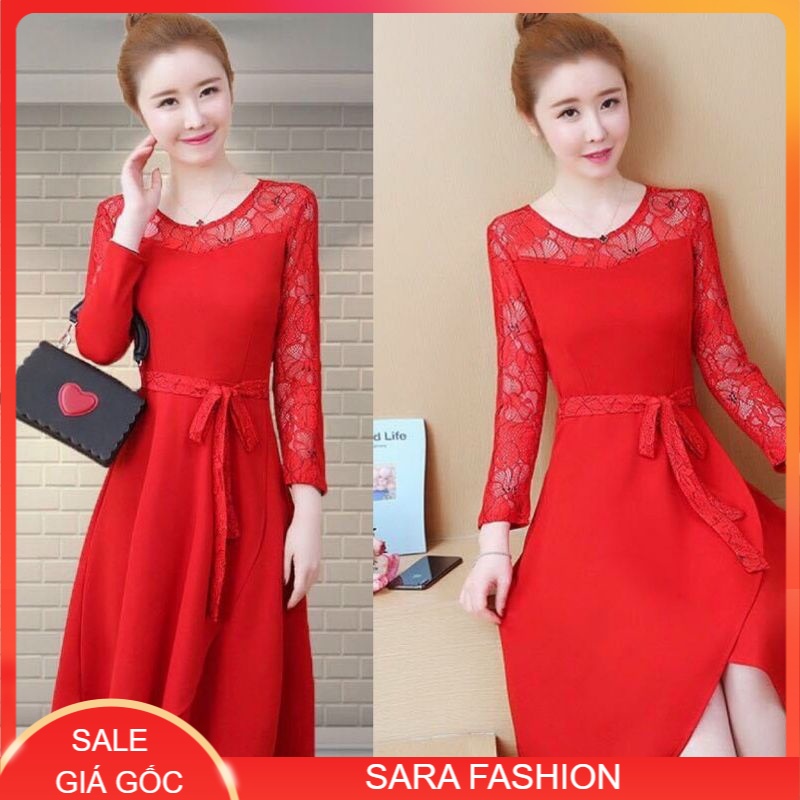 ĐẦM XOÈ THUN PHỐI REN CAO CẤP