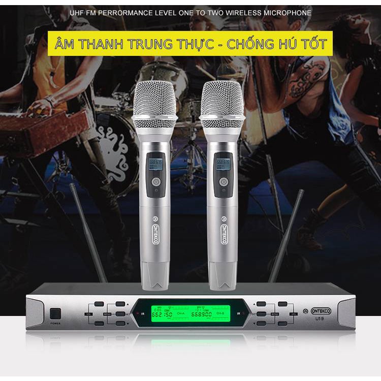 Bộ micro Ontekco U19 hát karaoke chuyên nghiệp, chất liệu thép cao cấp