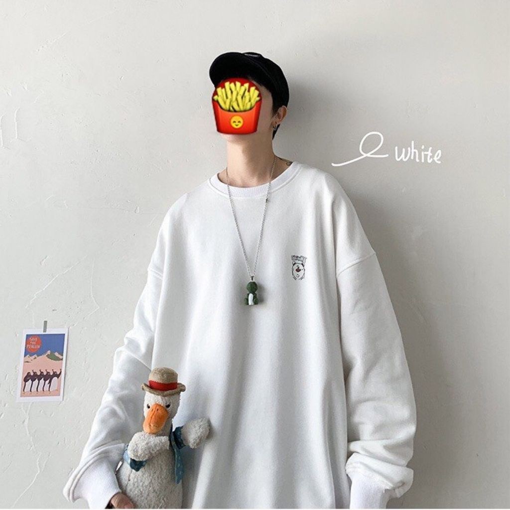 ÁO SWEATER NAM CHẤT VẢI NỈ UNISEX THIẾT KẾ IN HÌNH MẶT GẤU TRƯỚC VÀ SAU CỰC ĐẸP