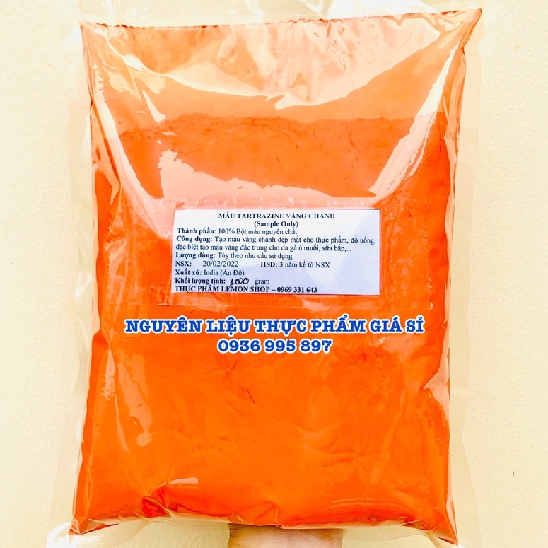 [100g-500g] Màu vàng chanh Tartrazine Ấn Độ dùng tạo màu cho gà ủ muối, bánh kẹo, nước ngọt