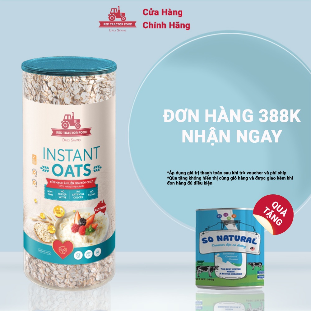 Red Tractor-Yến mạch ăn liền nguyên chất-giàu chất xơ- đẹp da- hũ- 400gr