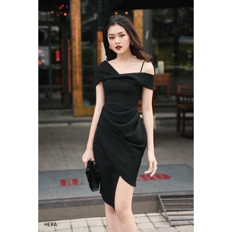 [SALE LỖ] Đầm dự tiệc Hera dress - Đầm body vạt xéo nhún bèo hàng thiết kế Đẹp *