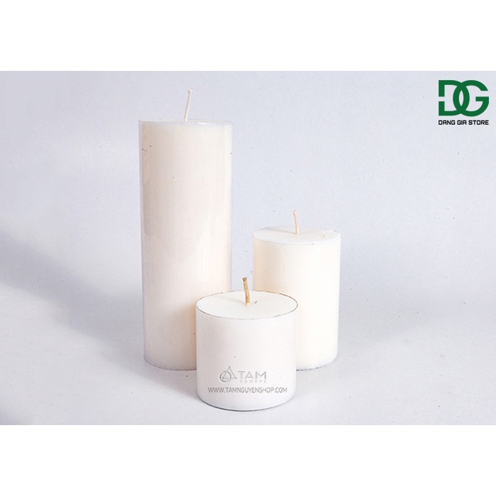 Nến trụ trắng trang trí cao 5cm,10cm và 15cm