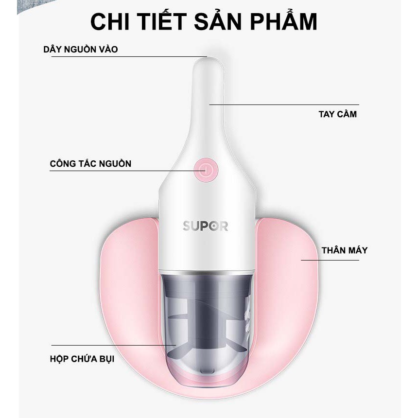 Có BH- Máy hút bụi chân không Supor sử dụng màng lọc Hepa loại bỏ vi khuẩn và bụi bẩn [ Dành cho ga