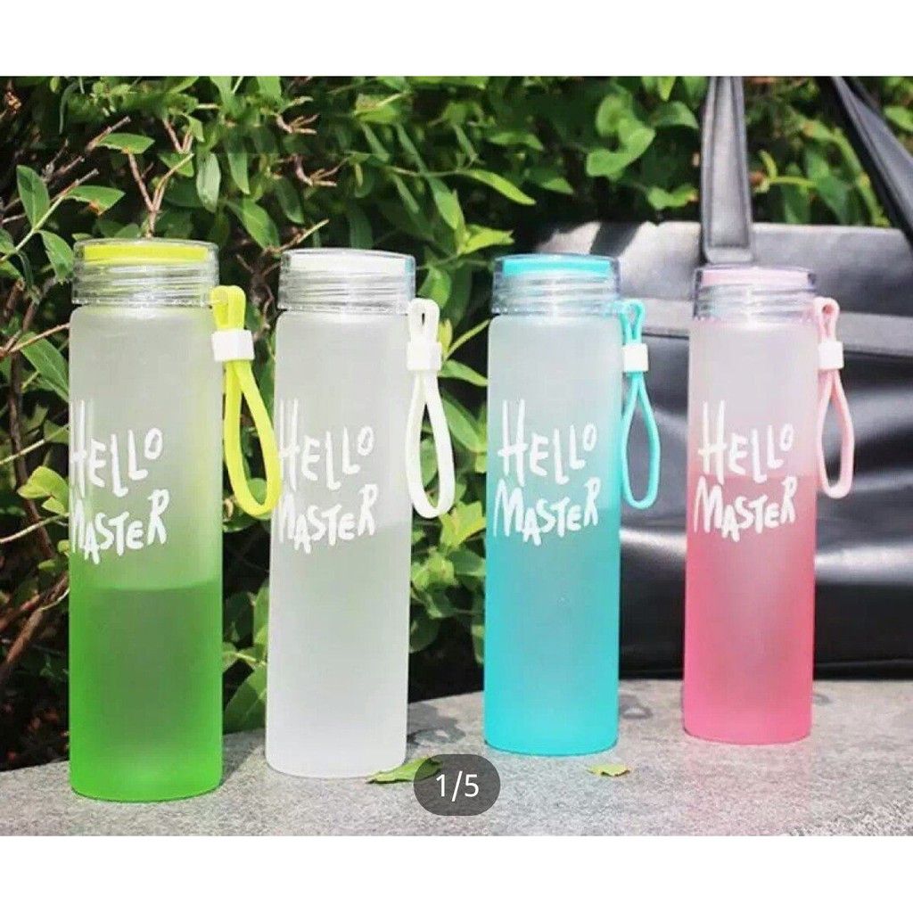 Bình Thủy Tinh Dây Xách Hello Master 420ML