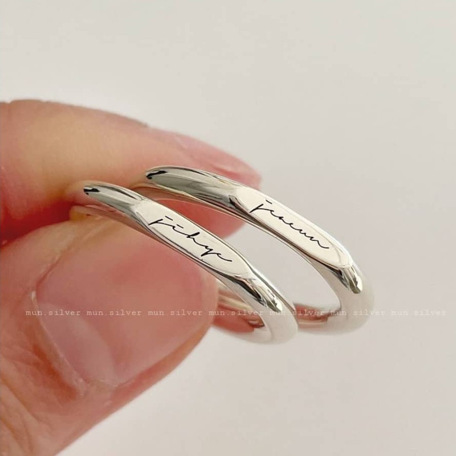 Nhẫn Bạc đôi hàng thiết kế khắc tên khắc chũ, Nhẫn Bạc đôi tình yêu thiết kế theo yêu cầu bằng bạc cao cấp TUNASILVER