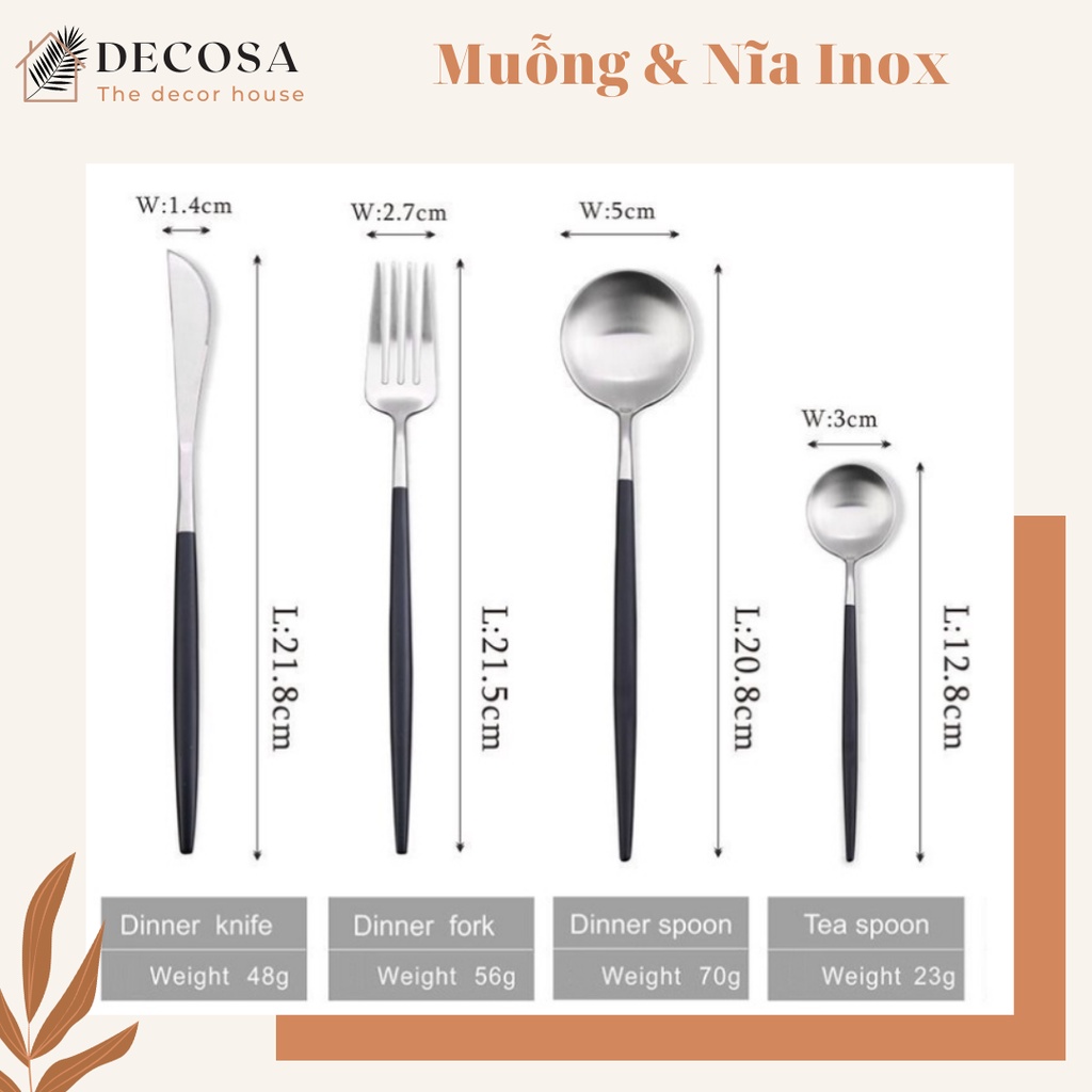 Đũa muỗng Inox cán sơn tĩnh điện nhiều màu DECOSA