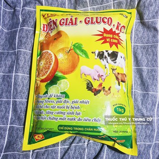 1kg Điện giải Gluco K C dạng cốm cho chó mèo, lợn gà, gia súc gia cầm