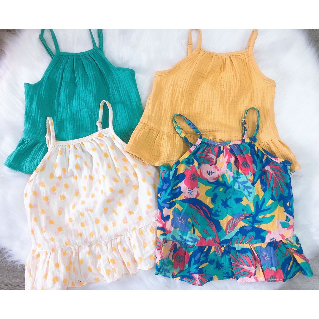 [CHAT CHỌN MẪU] Áo hai dây vạt bèo Peplum vải kate thô * Size 1-5T