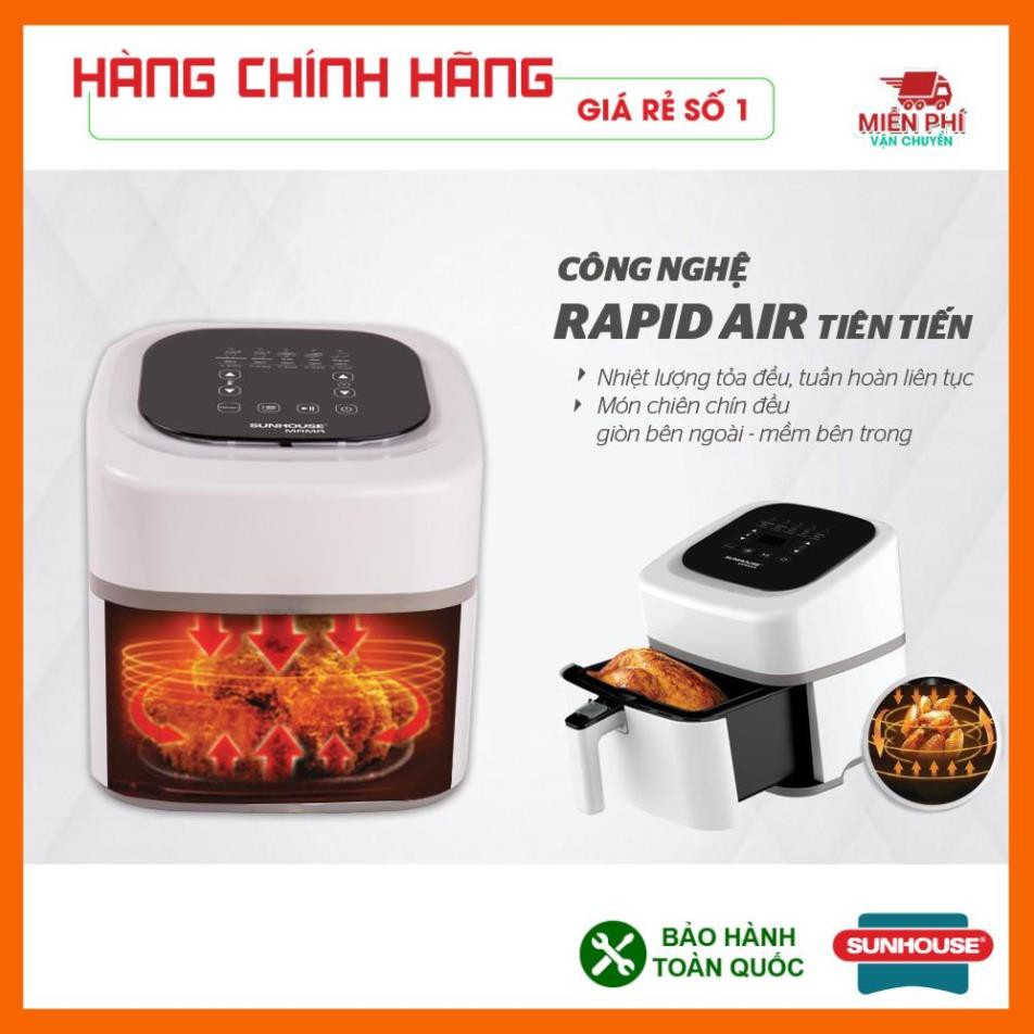 Nồi chiên không dầu 4,5L Sunhouse SHD4086W, nồi chiên không dầu Sunhouse Mama công nghệ Rapid Air.