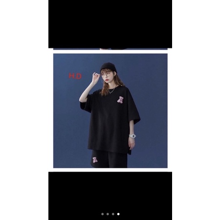 Đồ bộ hoạt hình form rộng Unisex Gấu Tím+QUẦN Short♥️ Freesize dành cho nam nữ🎀Sét trang phục thể thao Unisex, Hàn Quốc | BigBuy360 - bigbuy360.vn