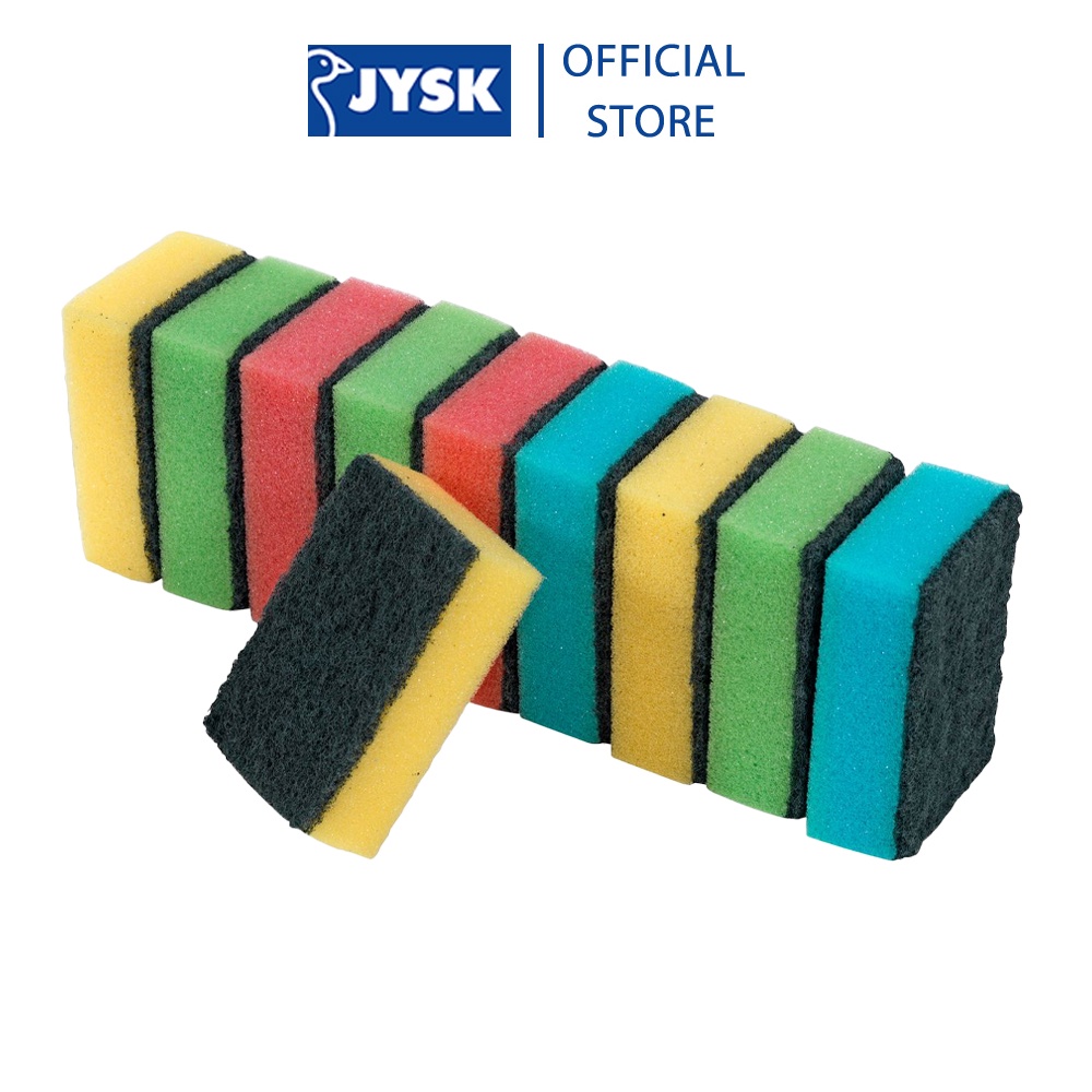 Xơ/mút rửa chén bát | JYSK Kaluka | bộ 10 chiếc | polyester/nylon | R6xD8xC3cm