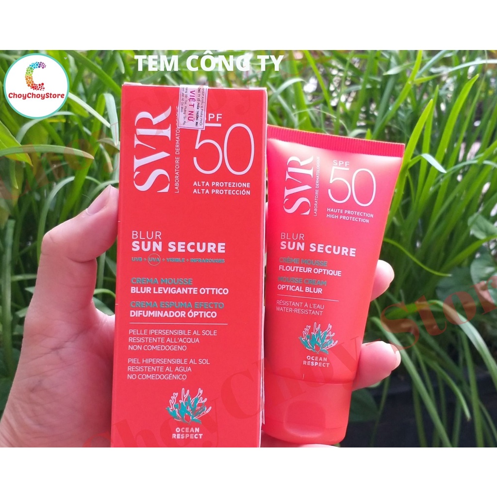 [TEM VIỆT NỮ] Kem chống nắng SVR SUN SECURE Blur SPF50 50ml - Kem chống nắng SVR CÓ MÀU che khuyết điểm