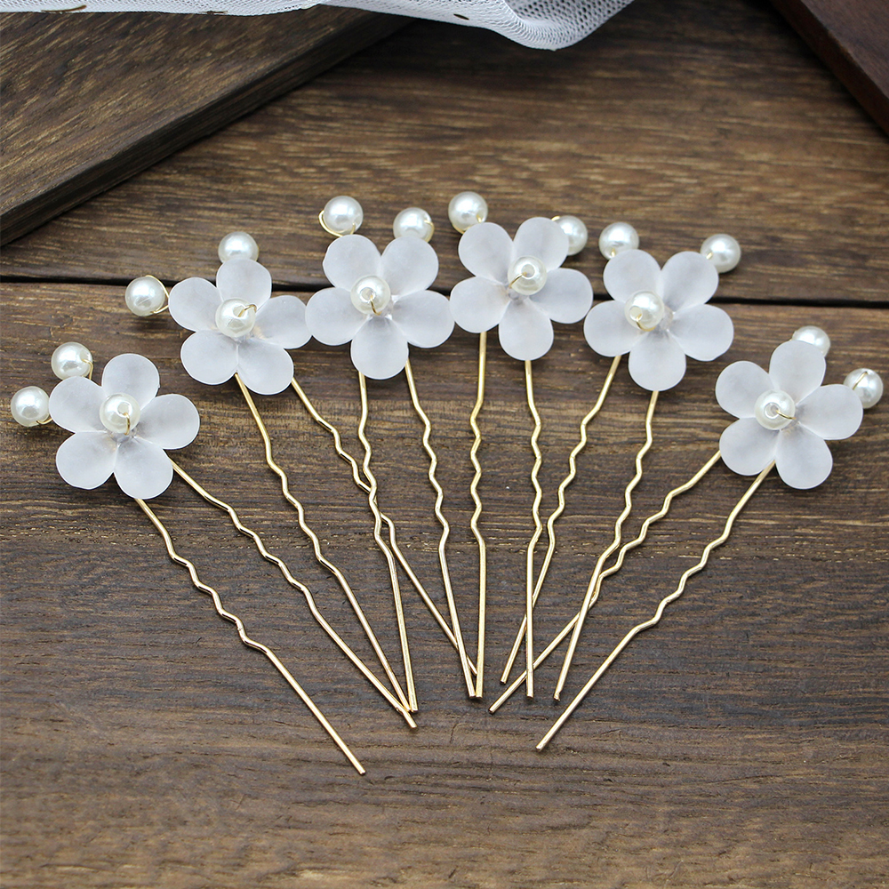 Bộ 6 Trâm Cài Tóc Chữ U Đính Ngọc Trai Xinh Xắn Cho Cô Dâu