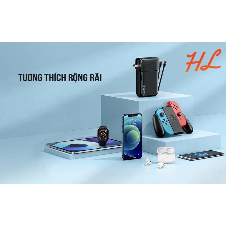 Pin Sạc Dự Phòng Remax RPP-267 20000Mah - Sạc Nhanh QC3.0, VOOC 2.0  PD 20W - Tích Hợp Cáp Sạc, Nguồn AC Sạc Trực Tiếp