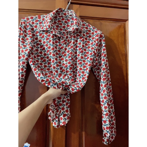 Áo sơ mi công sở voan hoa nhí used