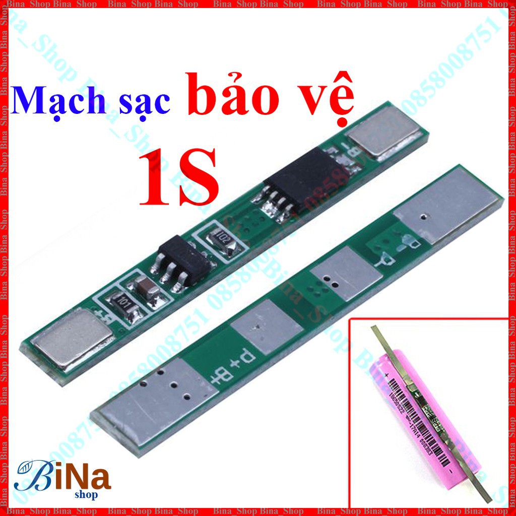 Mạch sạc bảo vệ pin 1S 18650 3.7V-4.2V 1A/3A bấm kẽm tráng thiếc tùy chọn