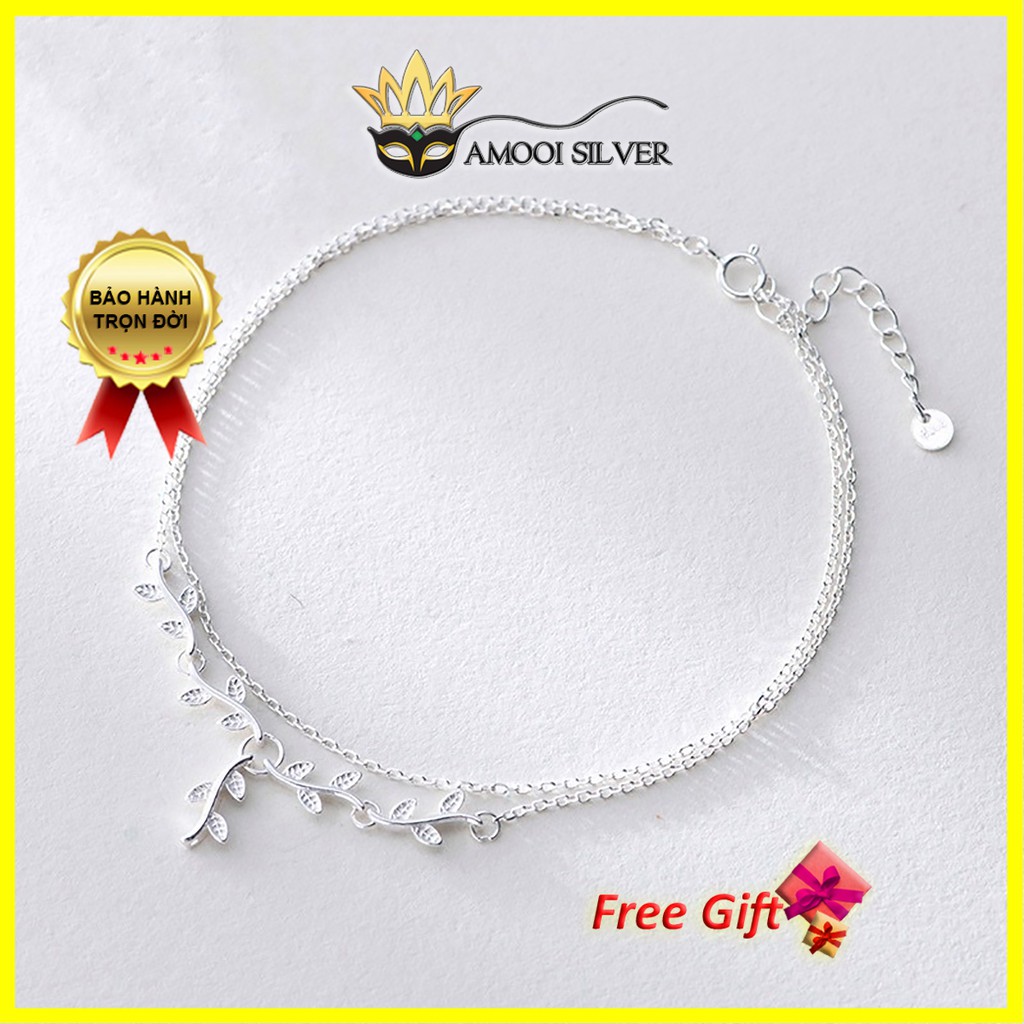 Lắc tay bạc S925 dây đôi lá - Amooi Silver AT44