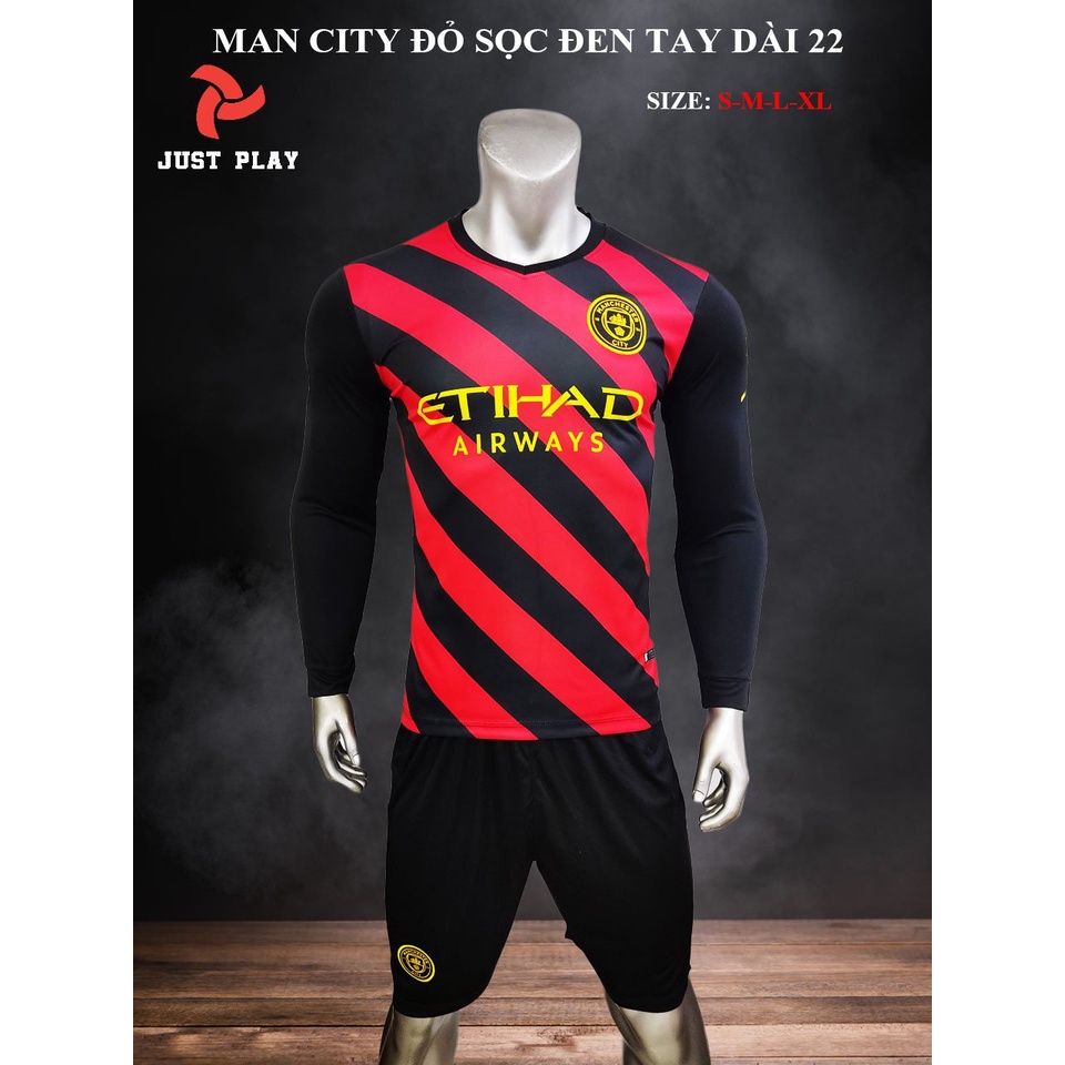 Áo đá banh CLB Mancity màu đen dài tay