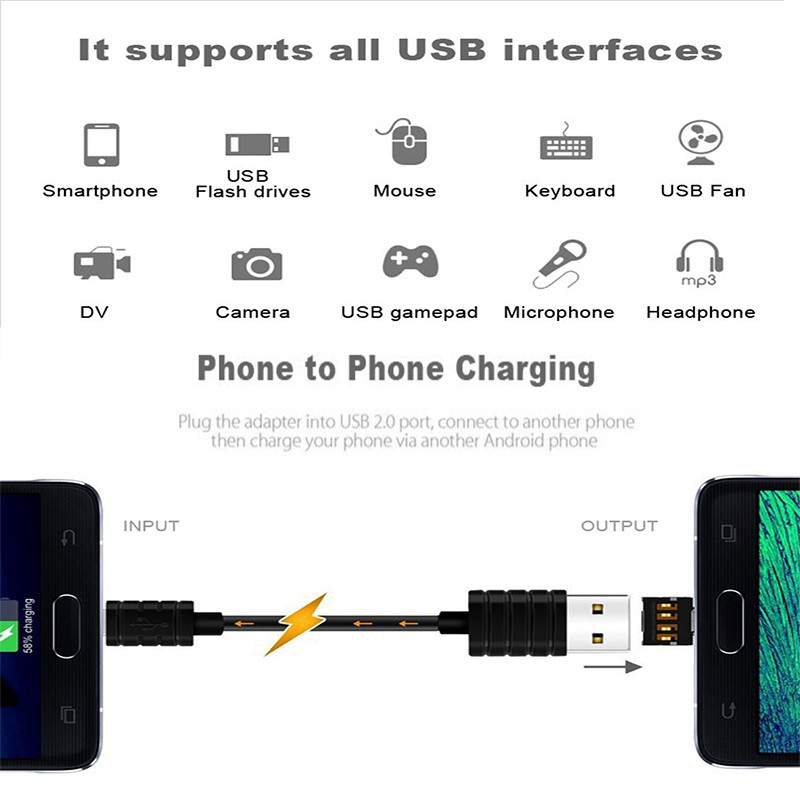 Set 2 đầu chuyển đổi từ chui cắm USB C sang cổng cắm USB 2.0 USB OTG