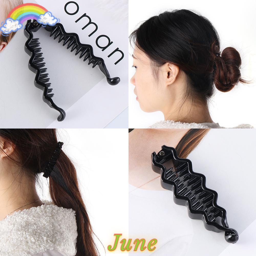 (Hàng Mới Về) Kẹp Tóc Đuôi Ngựa Bằng Nhựa Abs Màu Đen Tạo Kiểu Tóc Thời Trang Cho Nữ