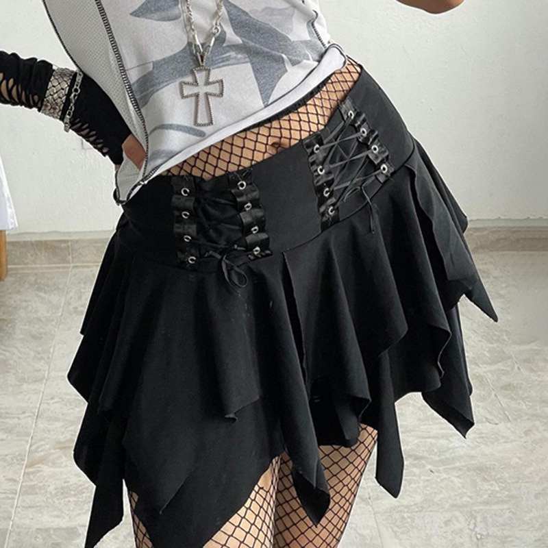 Chân Váy Lưng Cao Xếp Ly Lệch Tà Kiểu Đường Phố Thời Trang Cho Nữ