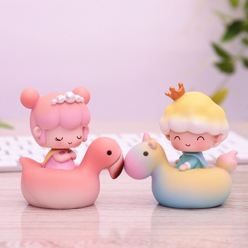 Trang trí bánh sinh nhật bánh kem - Hoàng tử, công chúa cưỡi ngựa, vịt