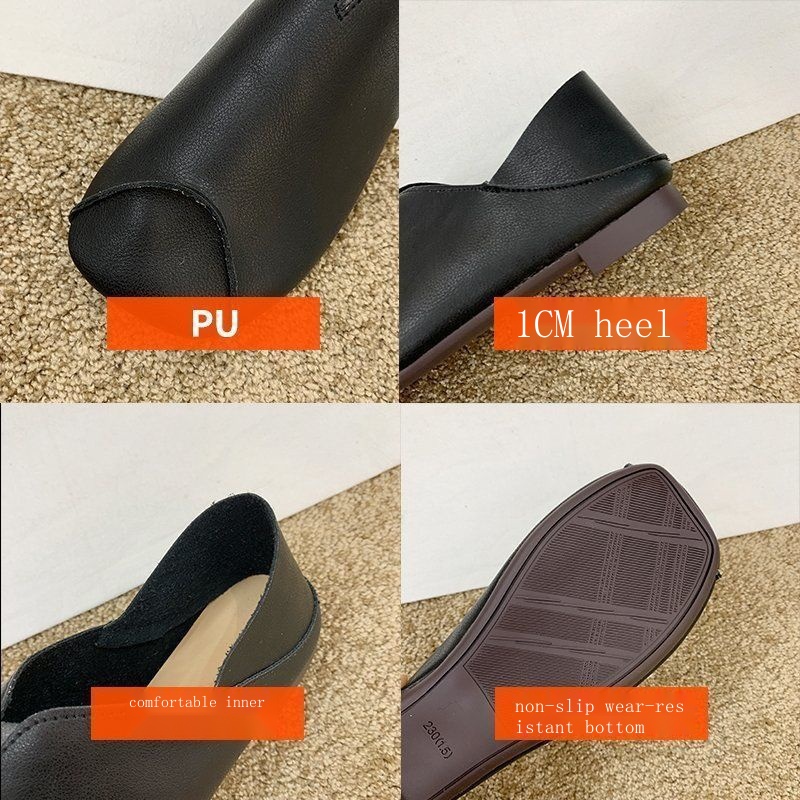 Giày Búp Bê Da Mềm Mũi Vuông Đế Bằng Chống Trượt Thời Trang Mùa Thu Cho Phụ Nữ Mang Thai