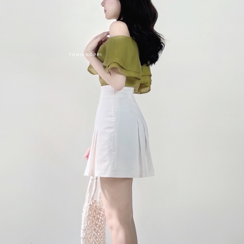 Áo Fiona trễ vai màu xanh olive siêu xinh