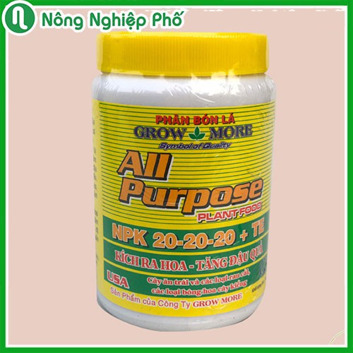 LỌ 100GRAM - PHÂN BÓN LÁ CAO CẤP GROWMORE ALL PURPOSE 20-20-20