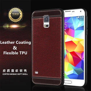 Ốp điện thoại silicon phối da siêu mỏng linh hoạt kiểu vintage cho Samsung Galaxy S5 SM-G900F G900I G900M G900A G900T
