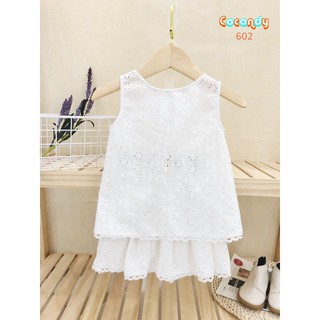 BỘ REN TRẮNG HỞ LƯNG CHO BÉ GÁI