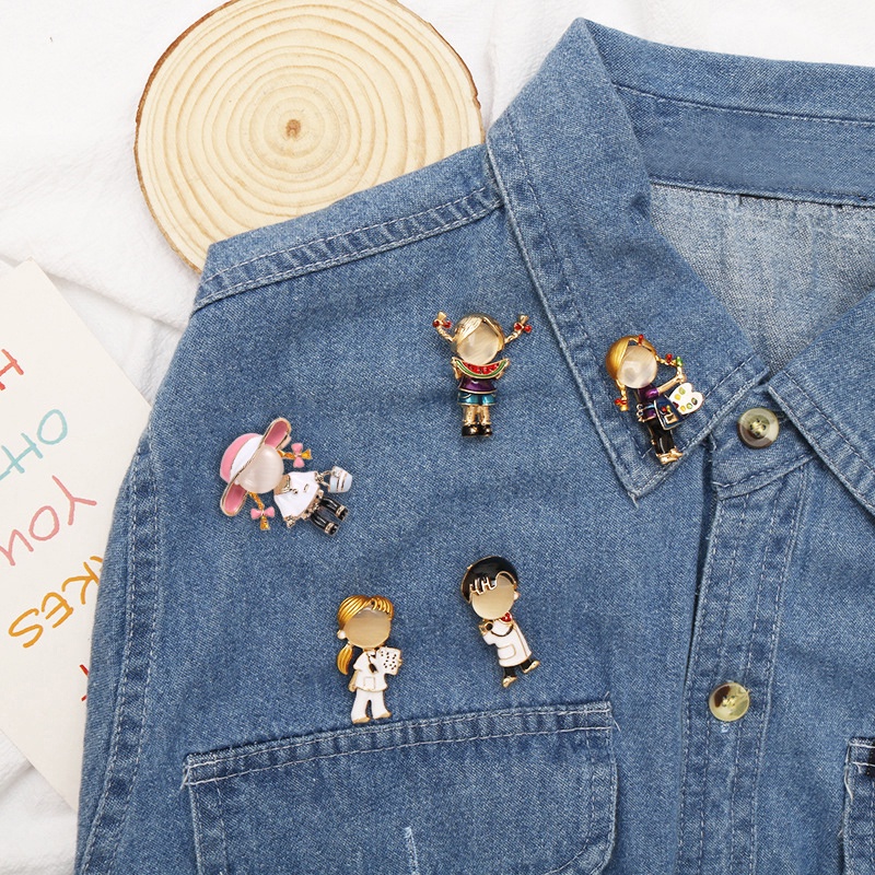 Ghim Cài Áo Ba Lô Hình Cô Gái Vẽ Đá Opal Tráng Men Mới Làm Quà Tặng Ngày Thiếu Nhi Cho Trẻ Em