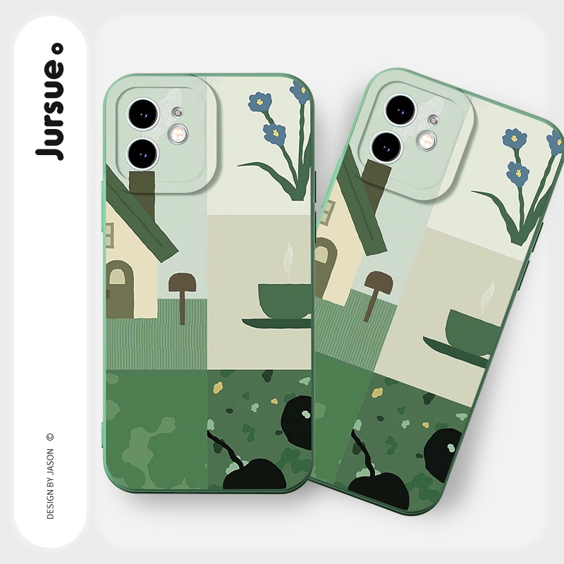 Ốp lưng JURSUE mềm viền vuông hình dễ thương đẹp Cho iPhone 14 13 12 11 Pro Max SE 2020 X XR XS 8 7 ip 6S 6 Plus Y2174