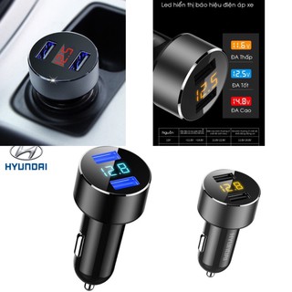 Tẩu Sạc điện thoại trên ô tô Hyundai chia điện ra 2 cổng usb loại tròn