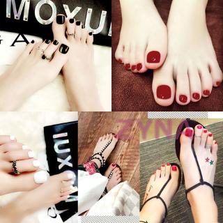 Bộ 24 Móng Chân Giả Ngắn Loại Vuông Trang Trí Mùa Hè MY